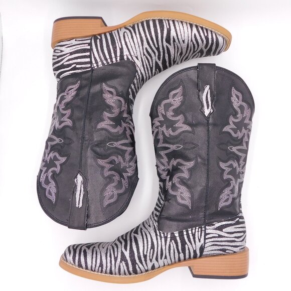 Roper Square Toe Glitter Embroidered Zebra Western Boots | Cowgirl | VGUC | 9 - Picture 11 of 11
